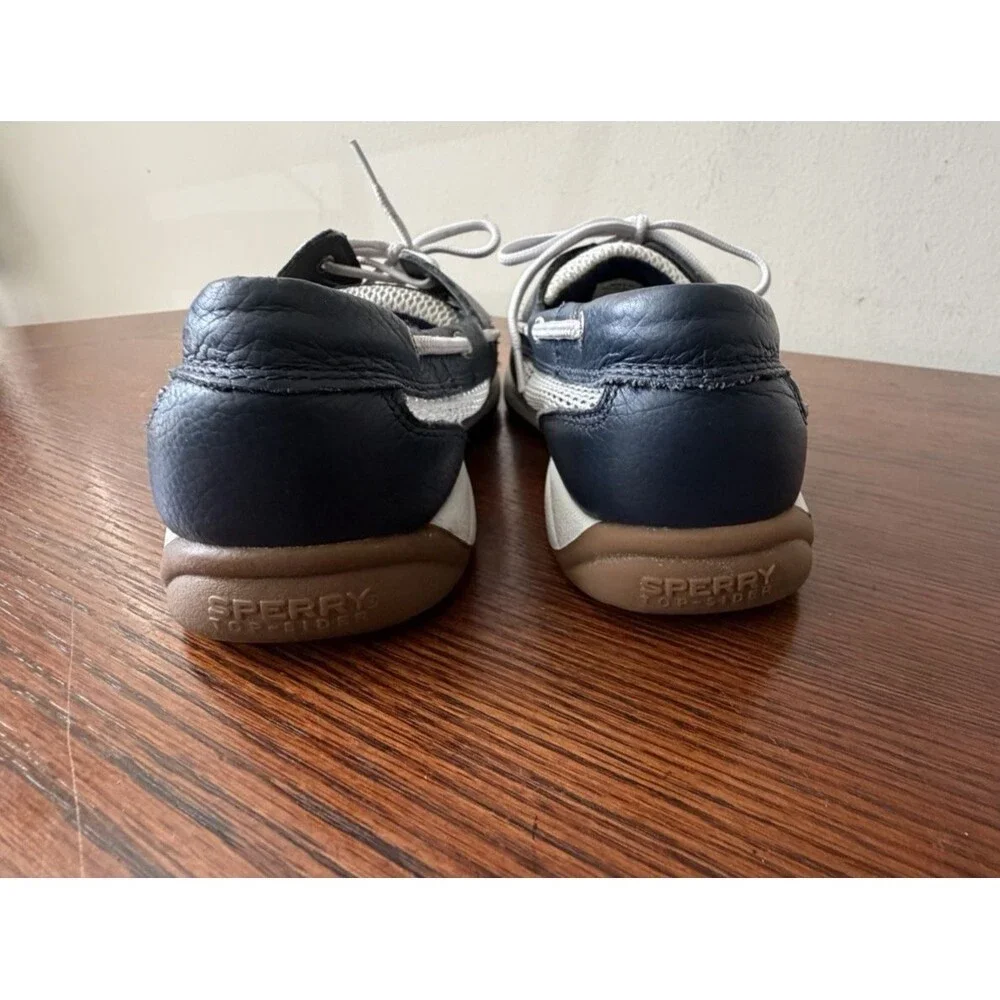 Sperry Top-Sider Boat Shoes Women's 9M Blue Leather Perforated Lace Up #9778549